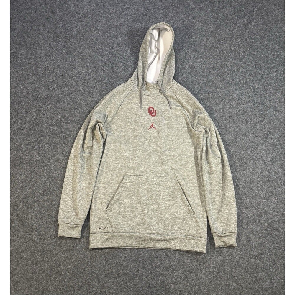Oklahoma Sooners Jordan Dri-FIT Hoodie Mens Medium Gray OU Jumpman Pullover